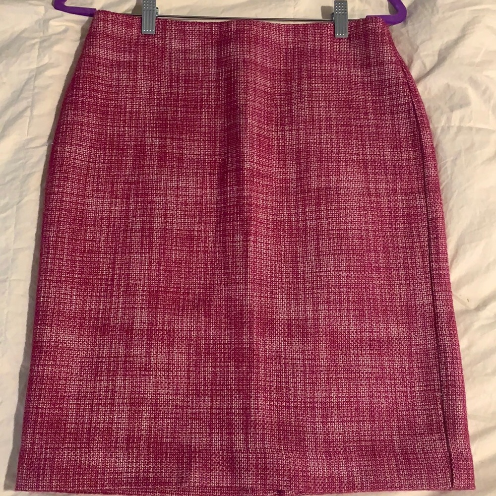 Talbots NWOT petites magenta & white tweed pencil skirt
